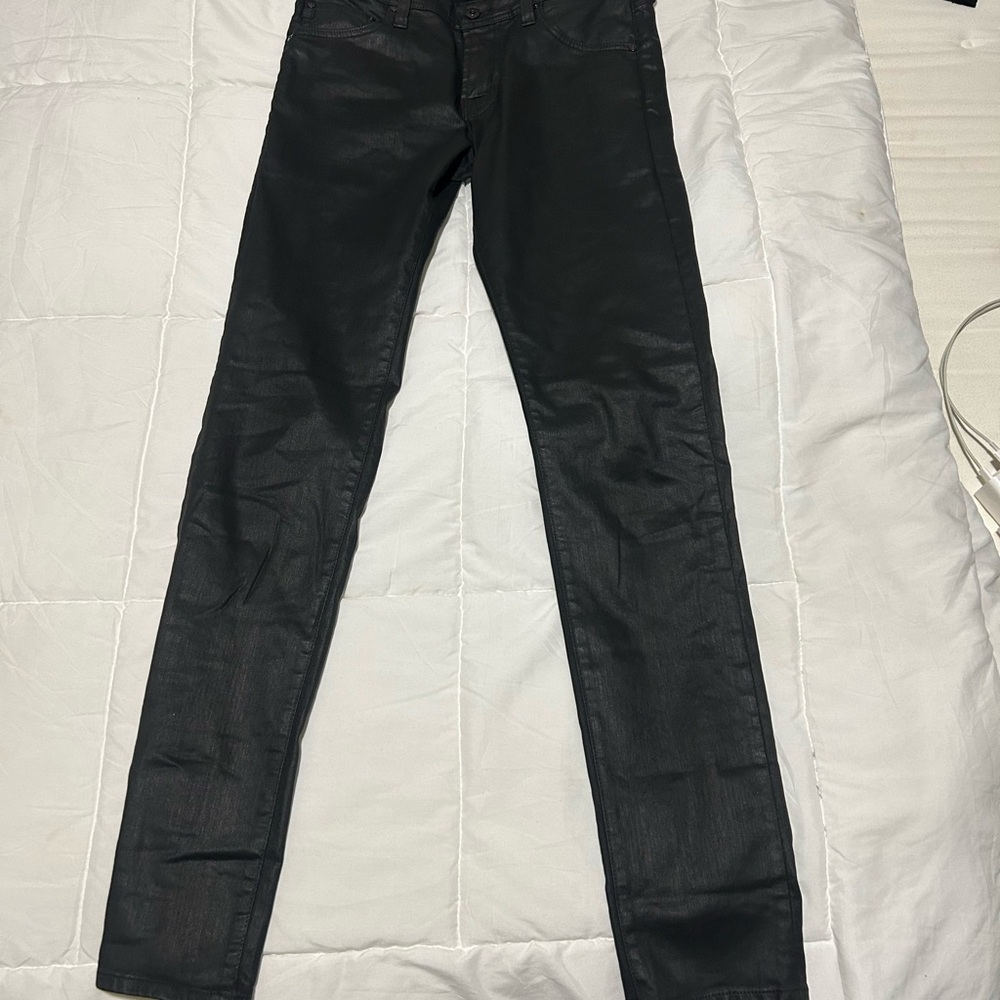 Ag Adriano Goldschmied Black Coated Skinny Jeans